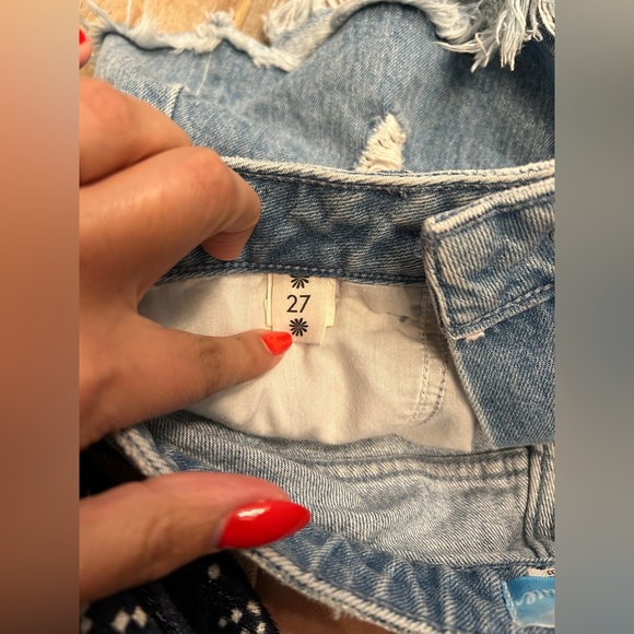 Show Me You MuMu Houston Denim Shorts 27 Blue High Waist Distressed Frayed Jean - Picture 5 of 8
